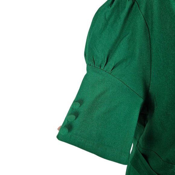 MUXXN Womens Vintage 1950s Midi Crew Neck Bodycon Dress Green Size XXL Stunning - Picture 9 of 13